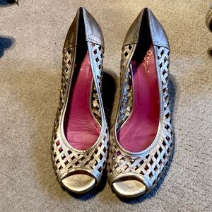 Lily Pulitzer gold leather espadrilles